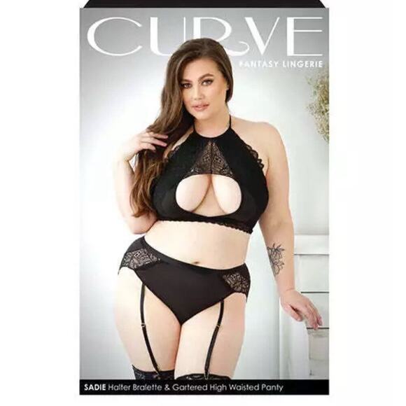 🦋B2G1🦋FANTASY LINGERIE Sadie Bralette & Gartered Panty Bra Set QUEEN/PLUS - Picture 4 of 6